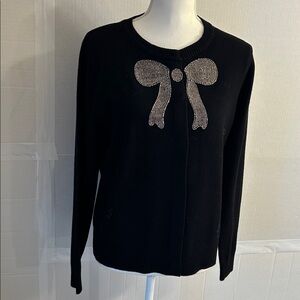 NWT La Vila Milano Women’s Sequined Bow Tie Black Party Coctail Sweater. Sz M